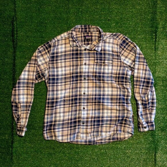 PATAGONIA ORGANIC COTTON MENS PLAID SHIRT BUTTON DOWN BLUE GRAY SIZE XL - Picture 6 of 6
